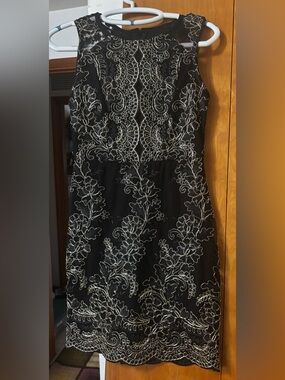 Guess Black Dress with Gold Embroidered Lace